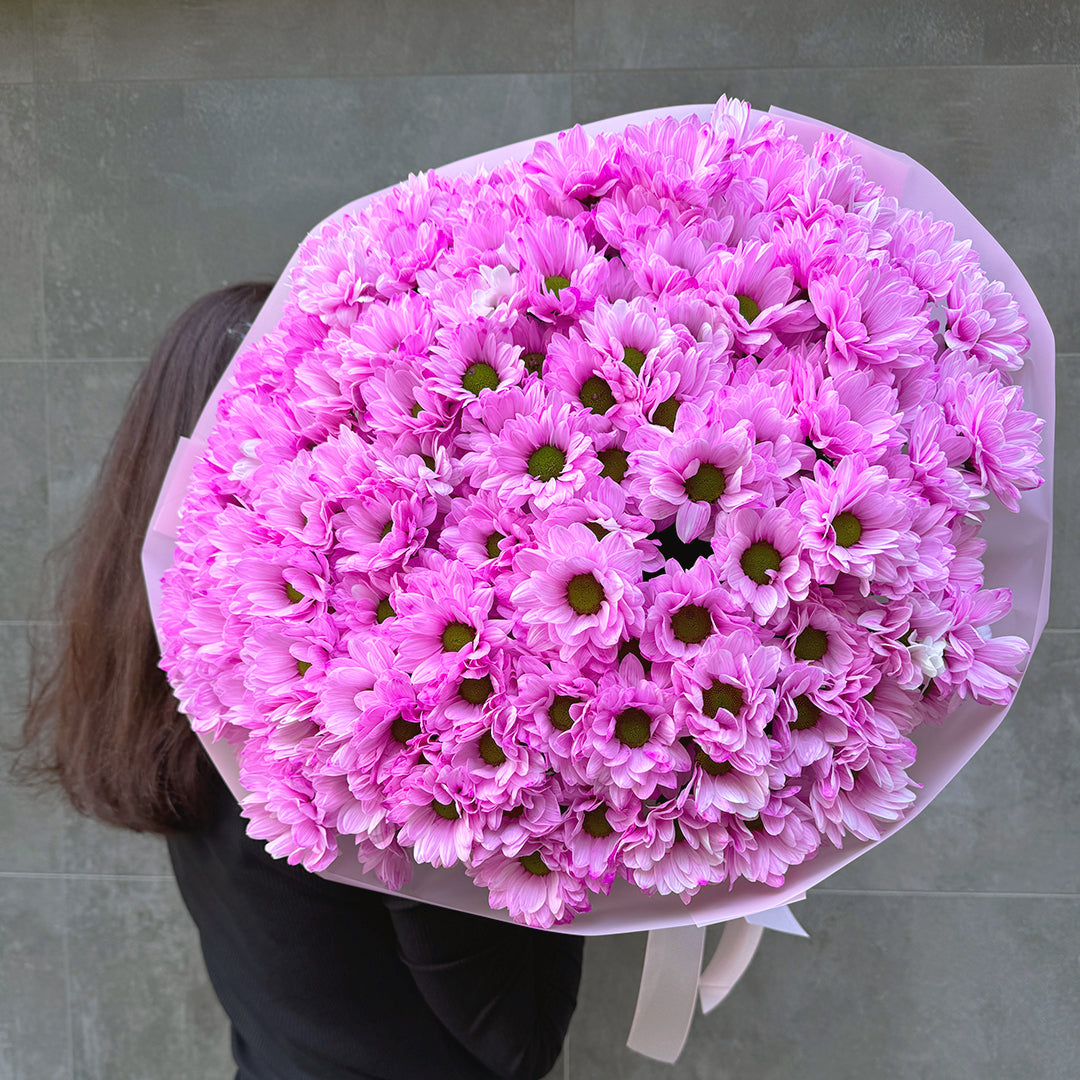 Różowy bukiet margaretek