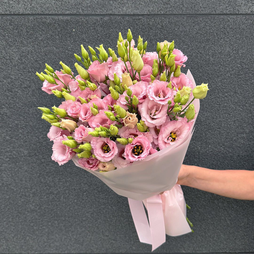 Bukiet różowej eustomy