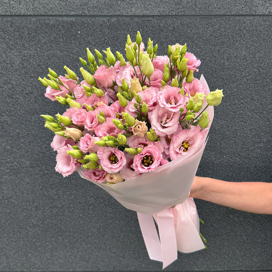 Bukiet różowej eustomy